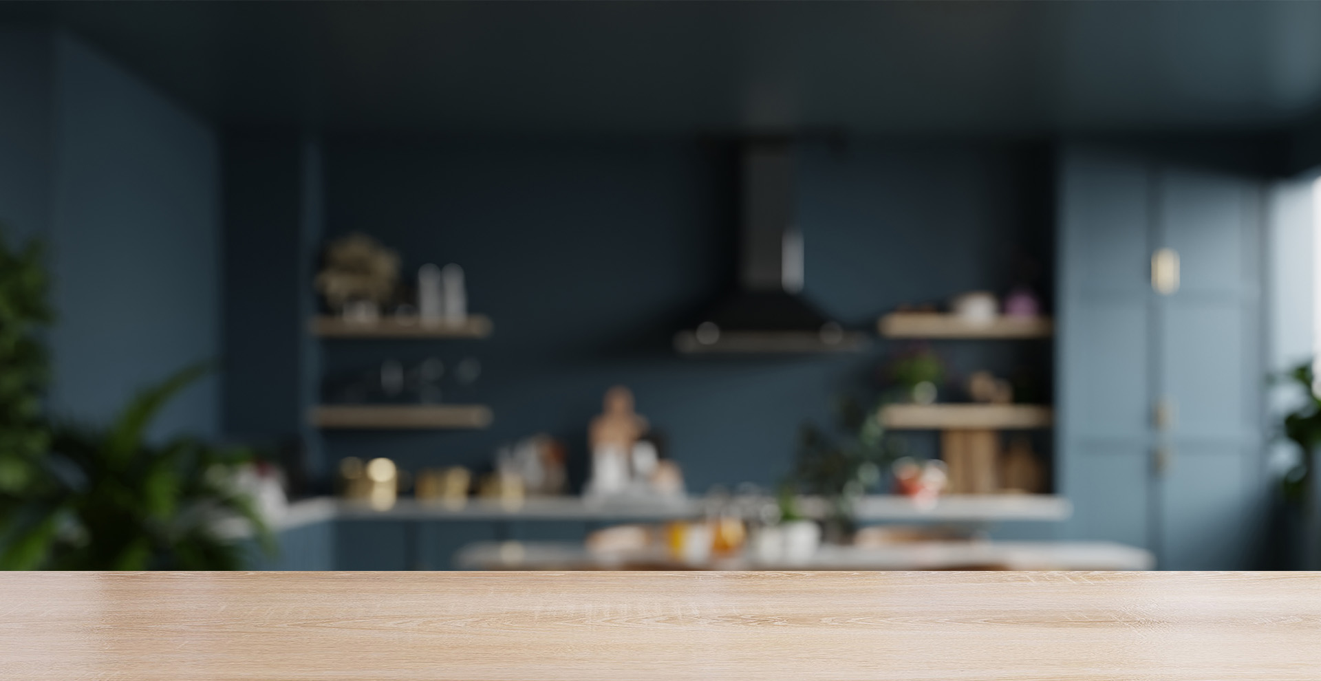 Kitchen blurred background with tabletop